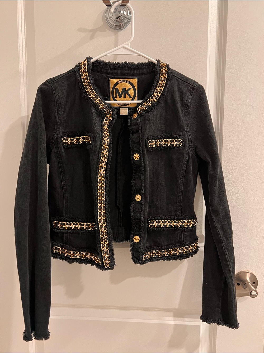 MICHAEL Michael Kors Black Jacket with Gold Chain Trim